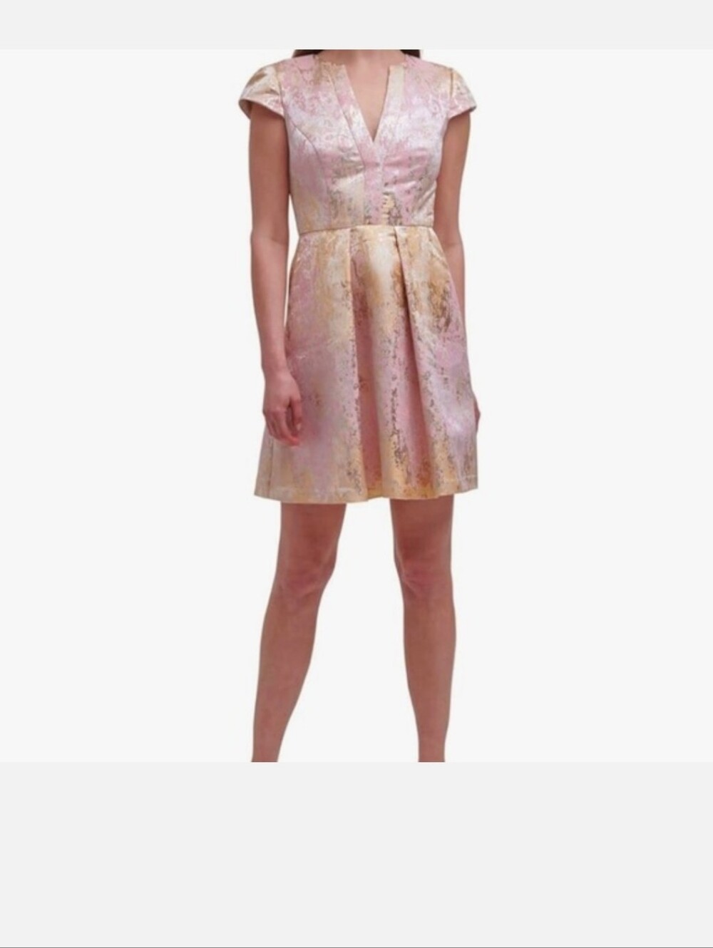 Vince Camuto Metallic Jacquard Cap Sleeve Dress Wedding Party